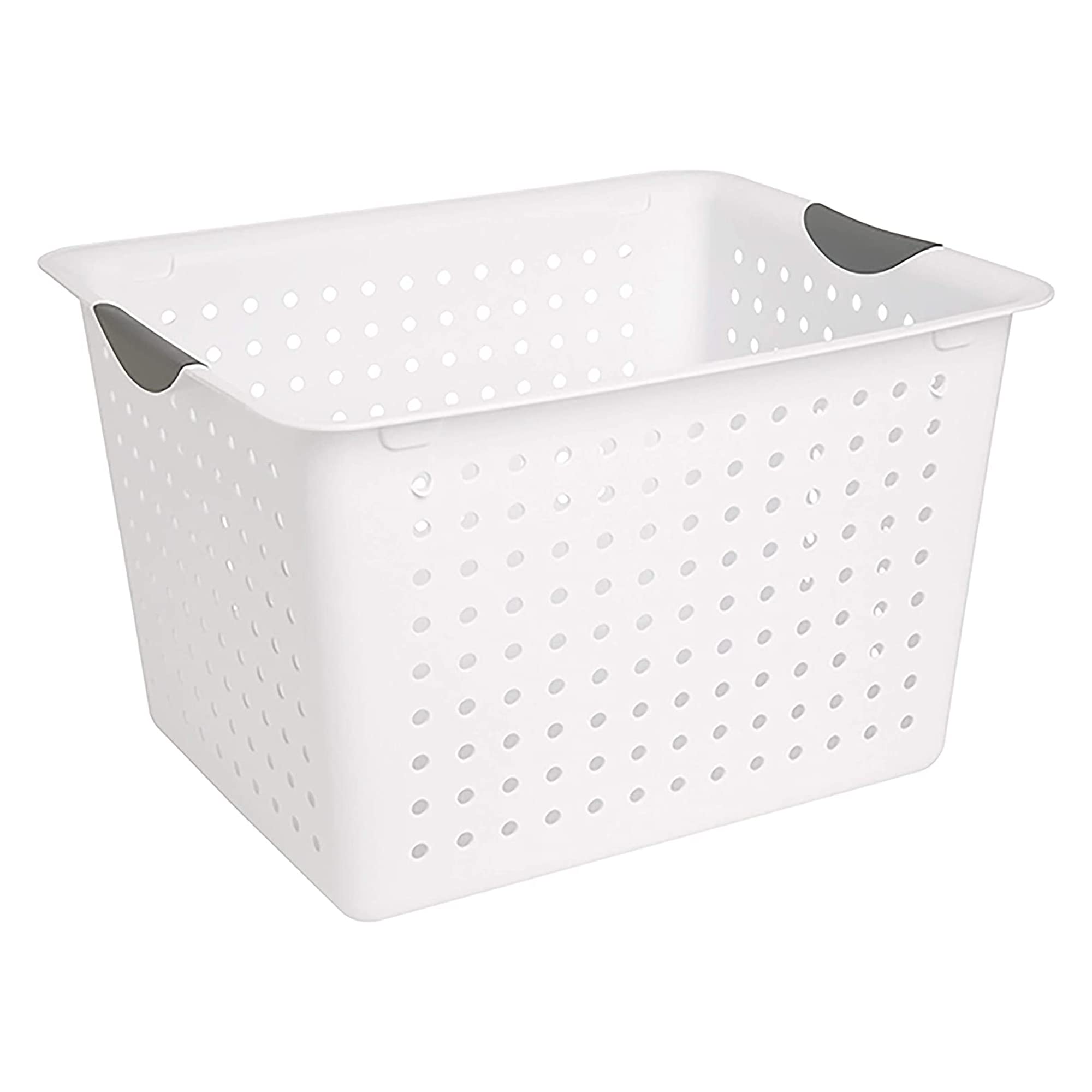 Sterilite Deep Ultra Basket, Open Storage Bin To Organize Closets, Cabinets, Pantry, Shelving And Countertop Space, White, 6-Pac